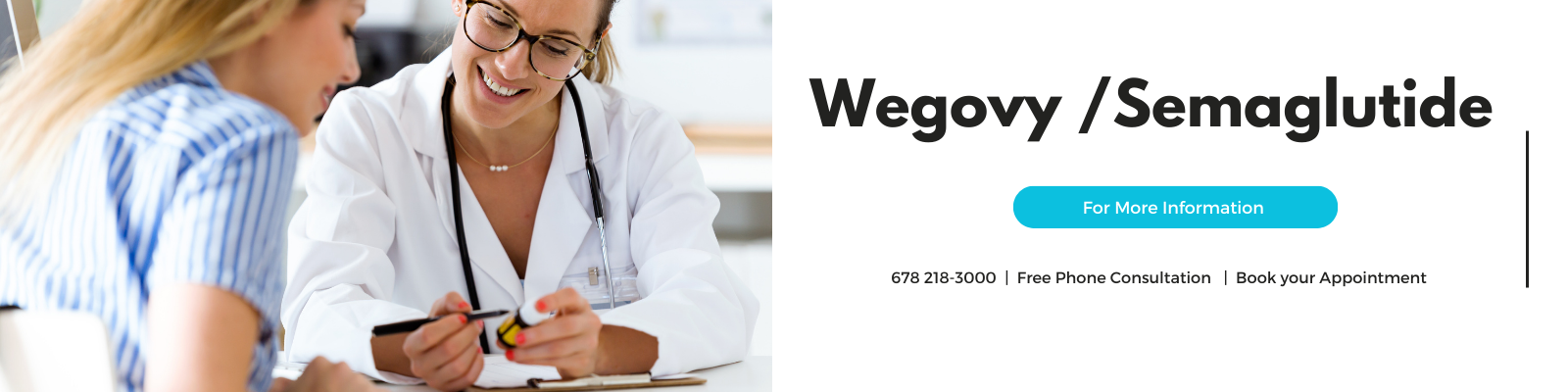Doctor explaining Wegovy /Semaglutide weight loss medication to patient